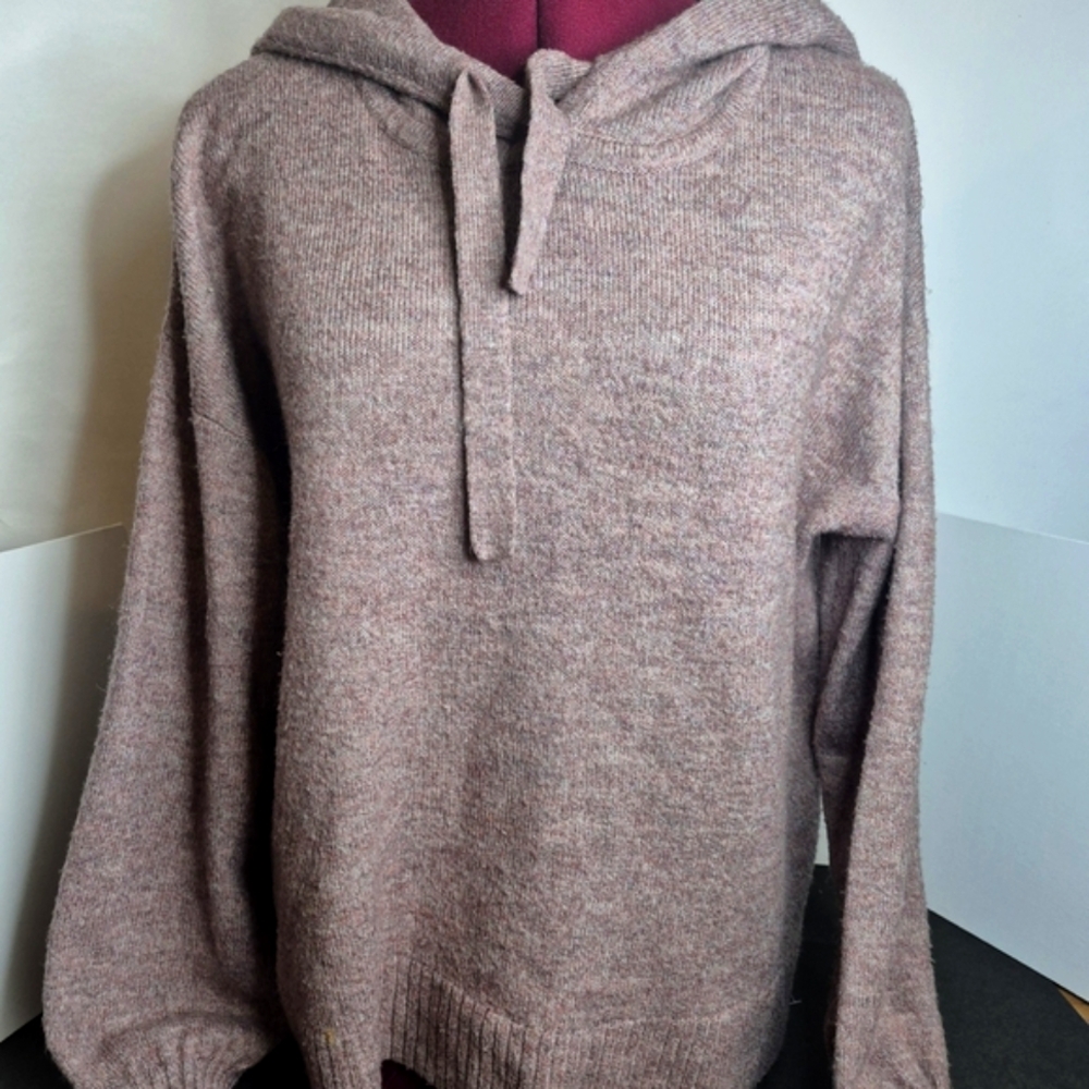 Women's Cozy Knit Pink Hoodie Sweater